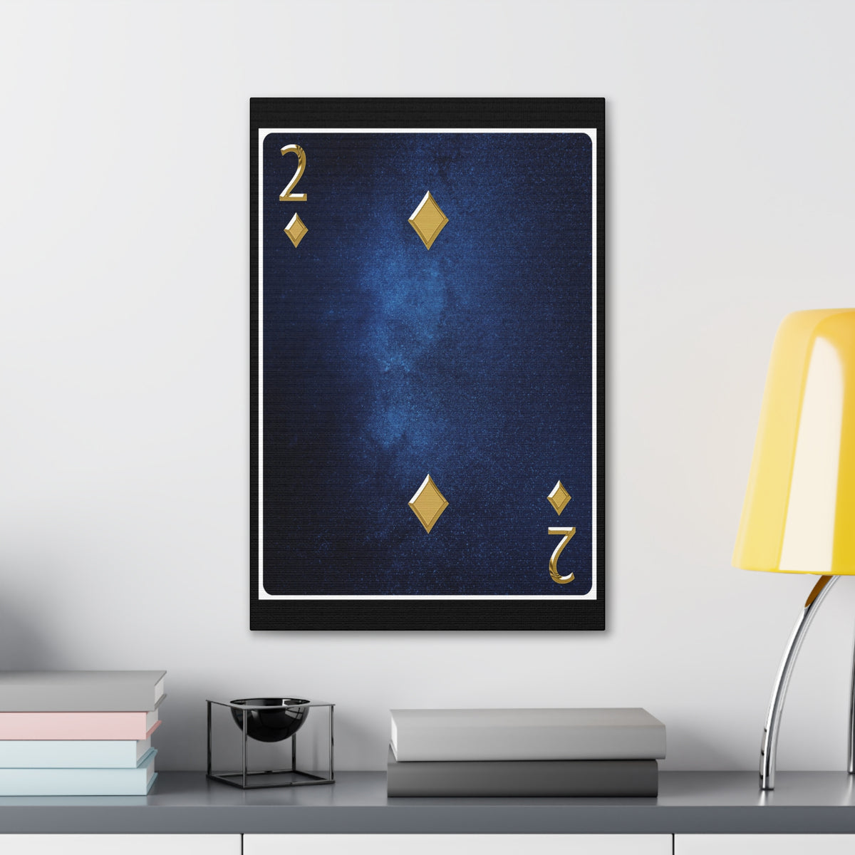 Two Of Diamonds Space Background Playing Card Canvas Wall Art for Home Decor Ready-to-Hang-Express Your Love Gifts