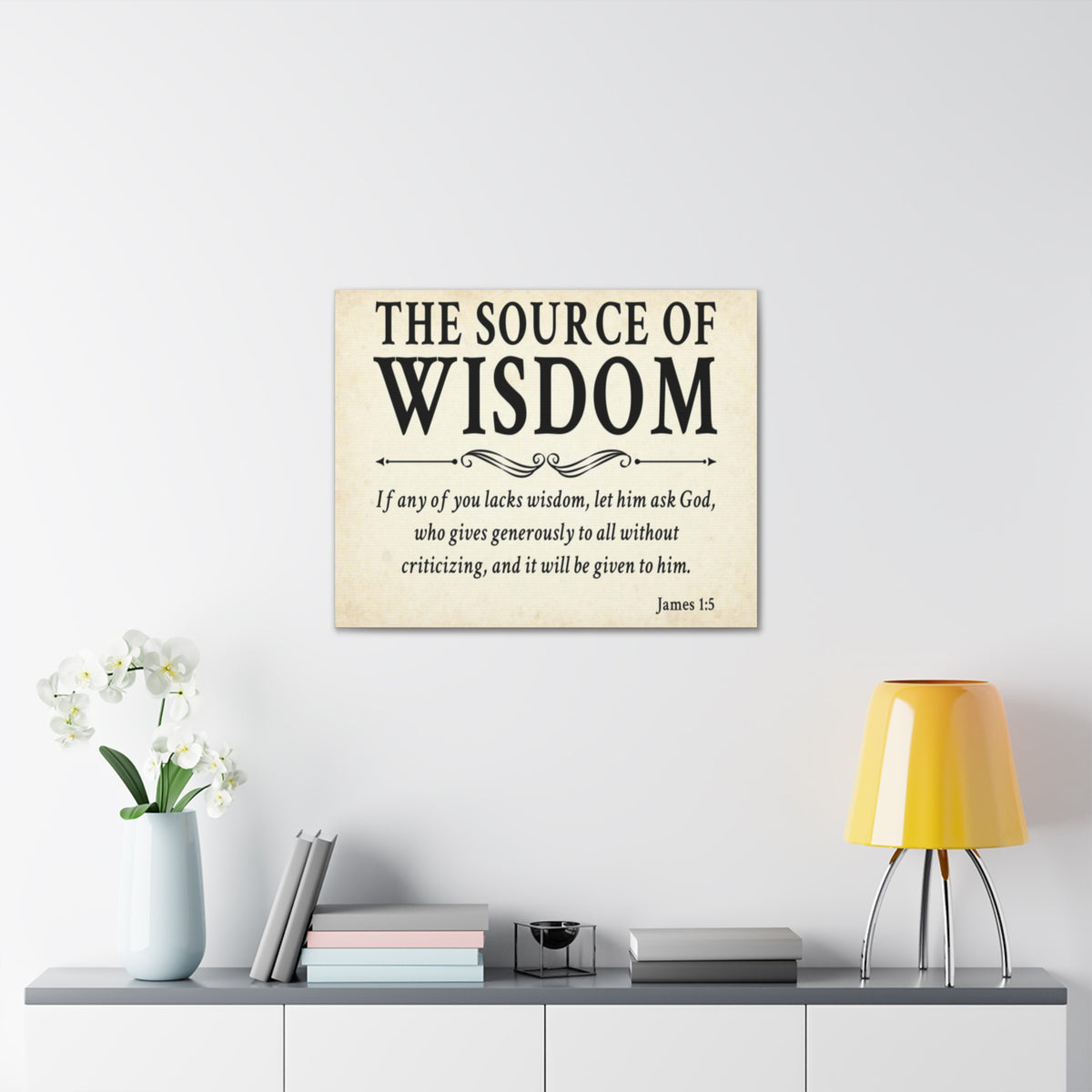 Scripture Walls James 1:5 The Source of Wisdom White Bible Verse Canvas Christian Wall Art Ready to Hang Unframed-Express Your Love Gifts