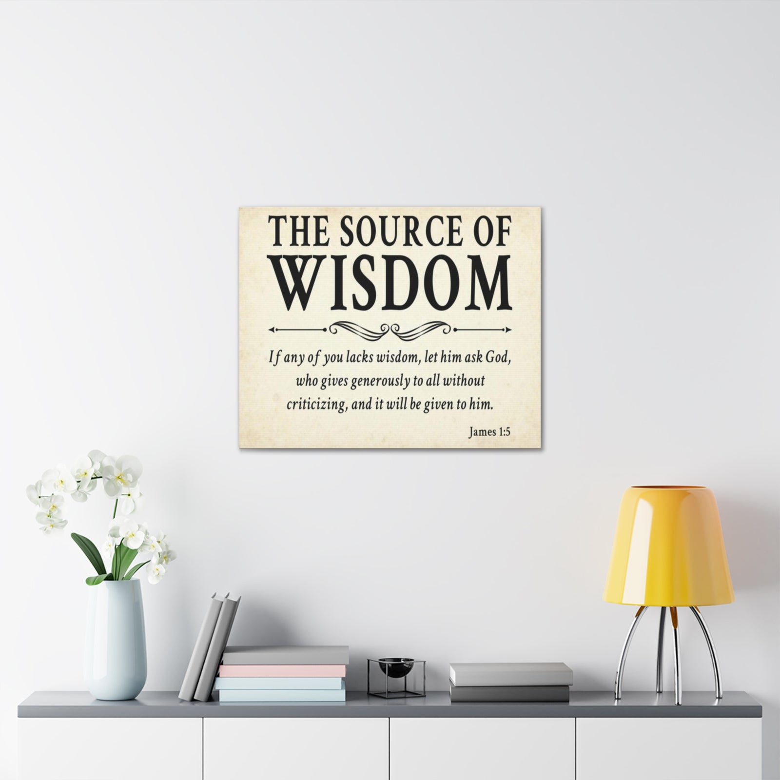 Scripture Walls James 1:5 The Source of Wisdom White Bible Verse Canvas Christian Wall Art Ready to Hang Unframed-Express Your Love Gifts
