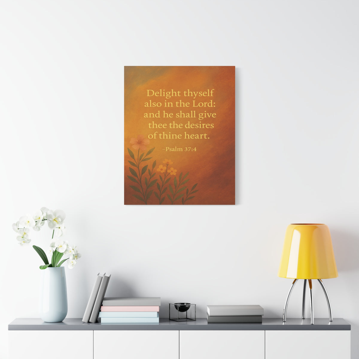 Bible Verse Canvas Psalm 37:4 Christian Home Décor Wall Art Scripture Ready to Hang Faith Print-Express Your Love Gifts