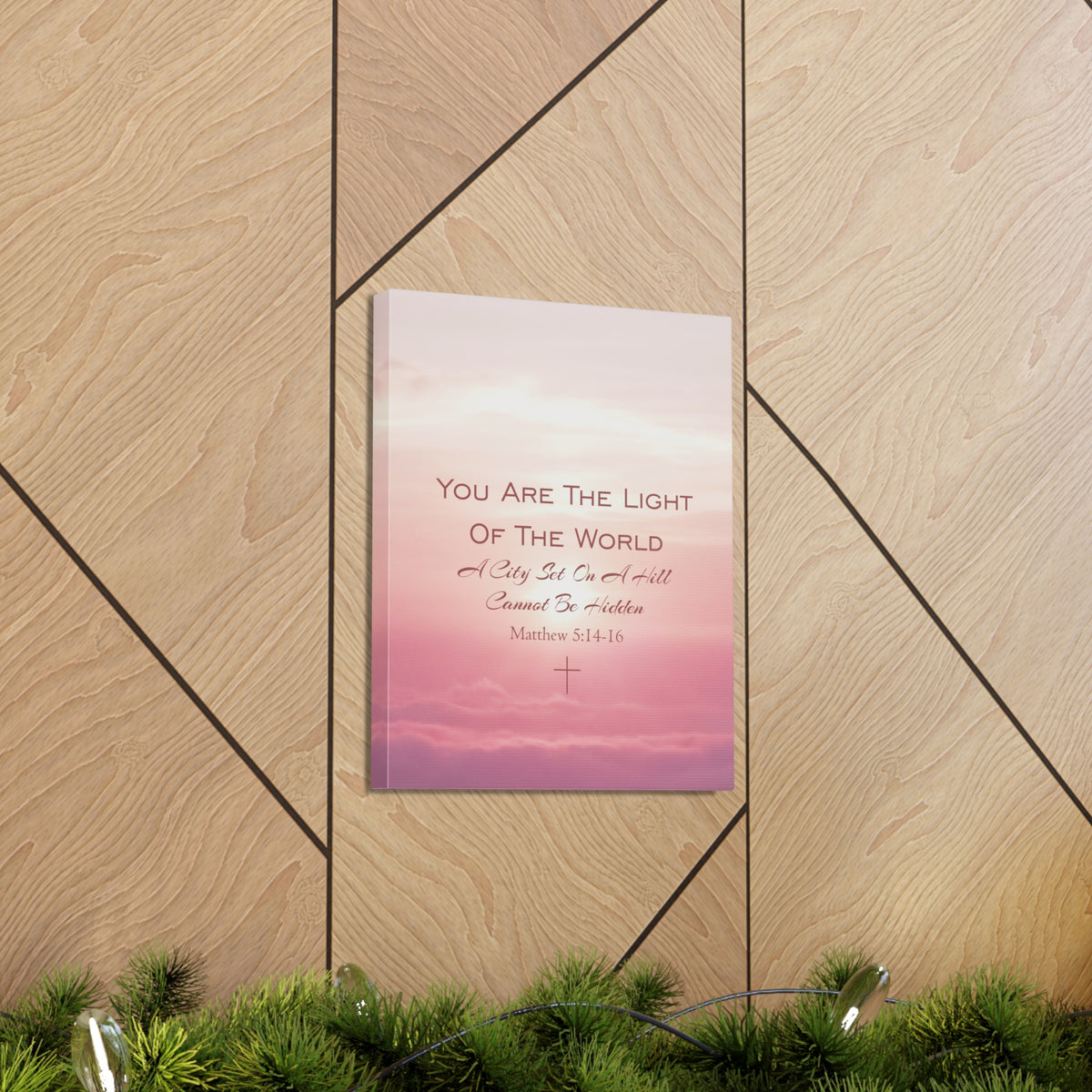 Scripture Canvas Light Of The World Matthew 5:14-16 Christian Wall Art Bible Verse Print Ready to Hang-Express Your Love Gifts