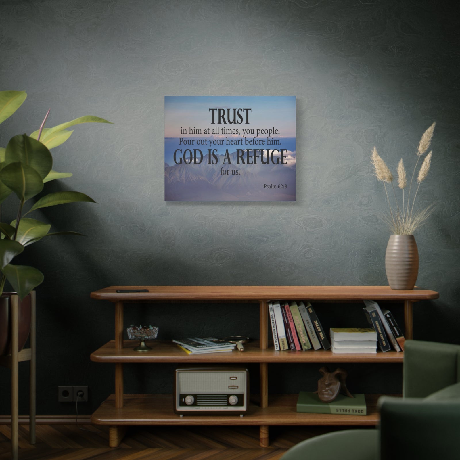 Bible Verse Canvas God is Refuge for Us Psalm 62:8 Wall Art Christian Home Decor-Express Your Love Gifts