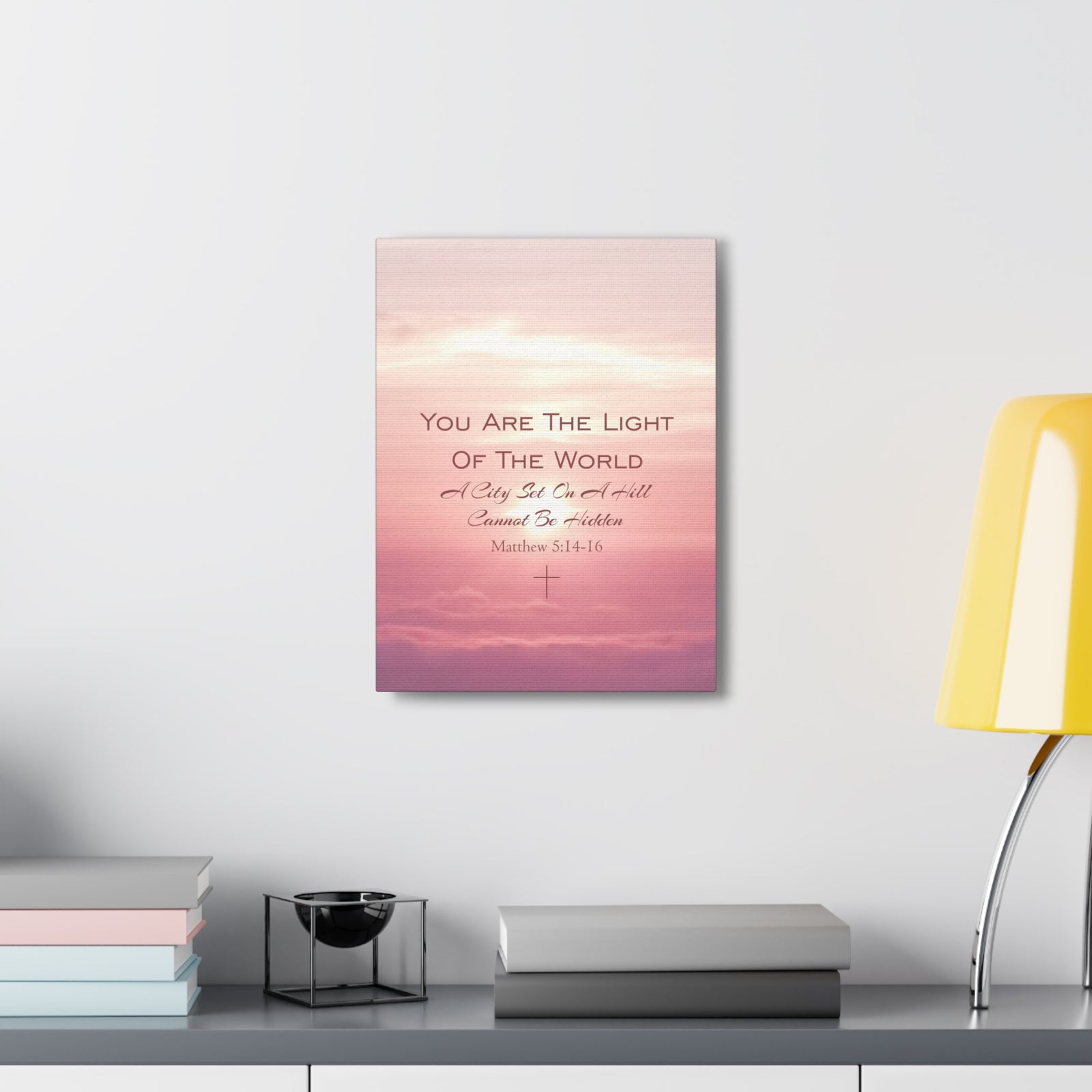 Scripture Canvas Light Of The World Matthew 5:14-16 Christian Wall Art Bible Verse Print Ready to Hang-Express Your Love Gifts