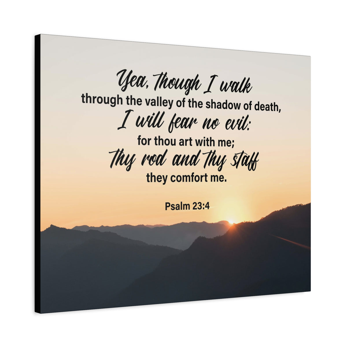 Bible Verse Canvas I WIll Fear No Evil Psalm 23:4 Wall Art Christian Home Decor Psalm 23:4-Express Your Love Gifts