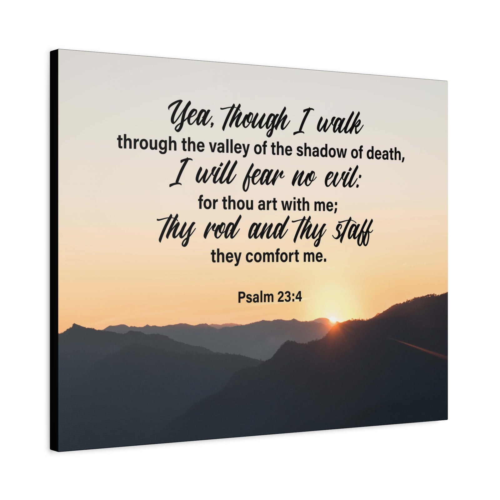 Bible Verse Canvas I WIll Fear No Evil Psalm 23:4 Wall Art Christian Home Decor Psalm 23:4-Express Your Love Gifts