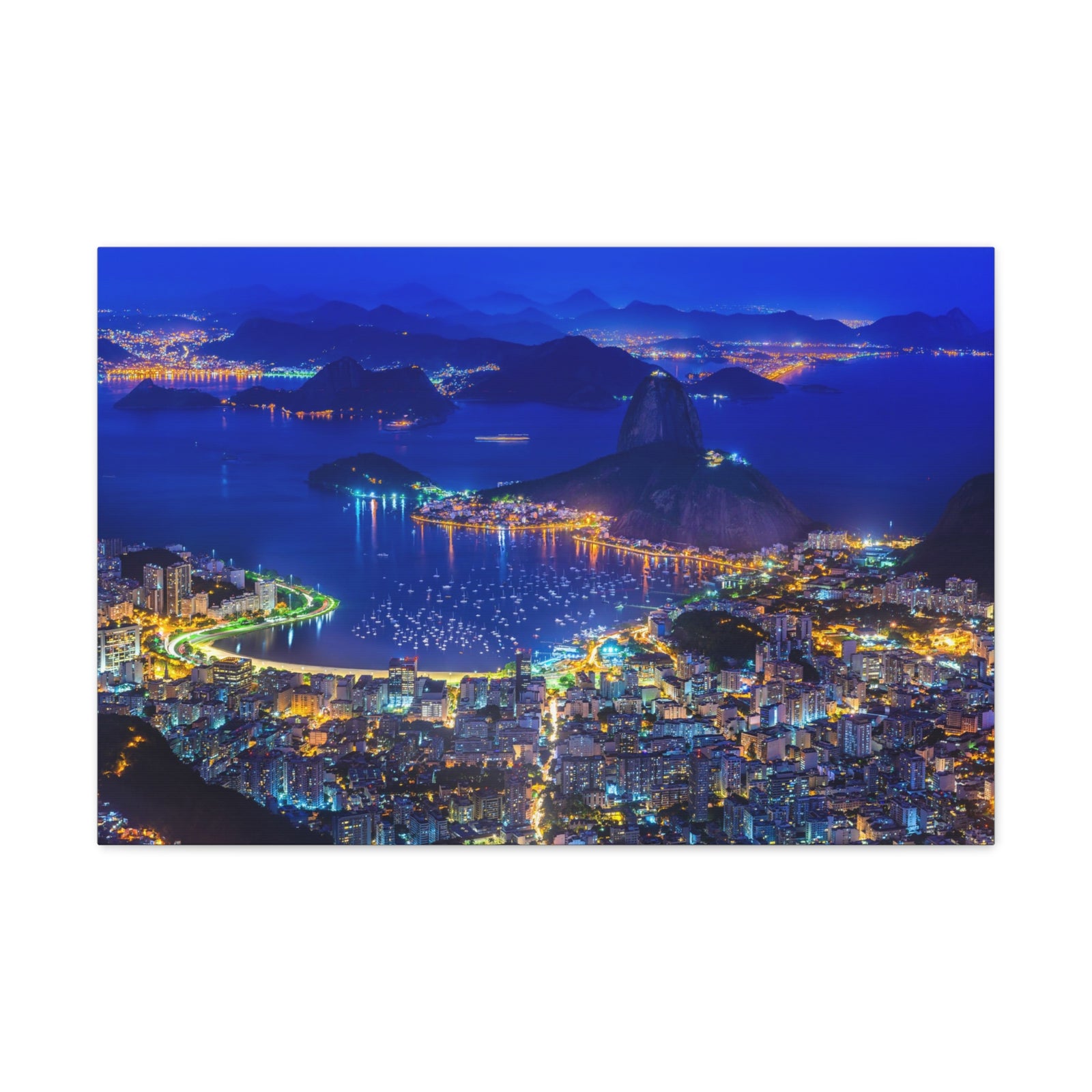 Rio de Janeiro Night Skyline Canvas Artwork High-Quality Breathtaking Stunning Cityscape for Home Decor Ready to Hang-Express Your Love Gifts