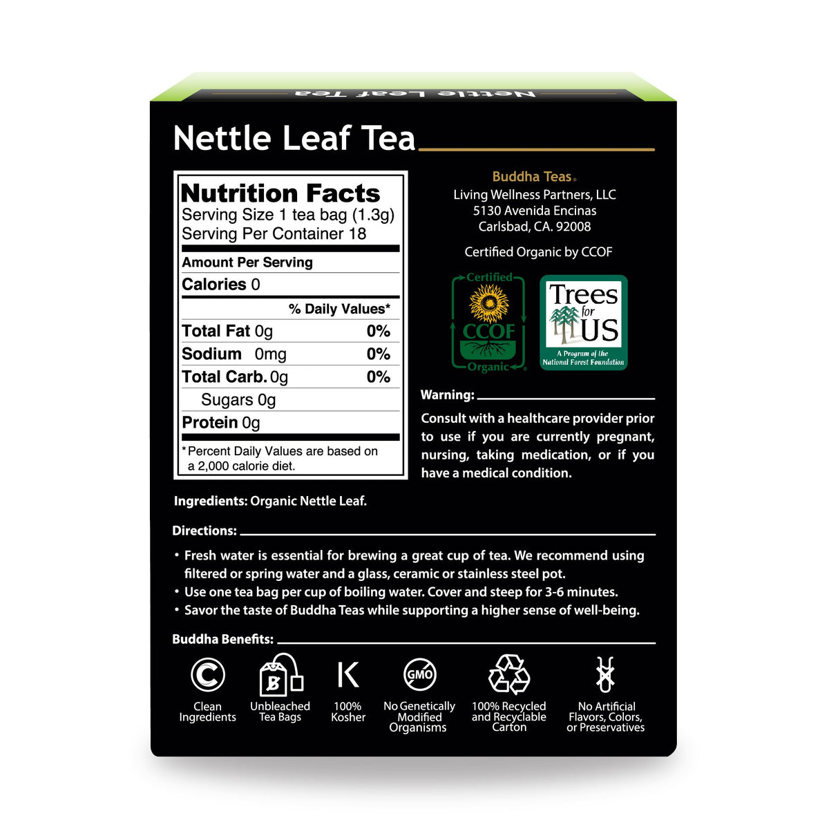 Buddha Teas Organic Nettle Leaf Tea – Caffeine-Free, Kosher, GMO-Free, 18 Bleach-Free Tea Bags (4 Pack)-Express Your Love Gifts