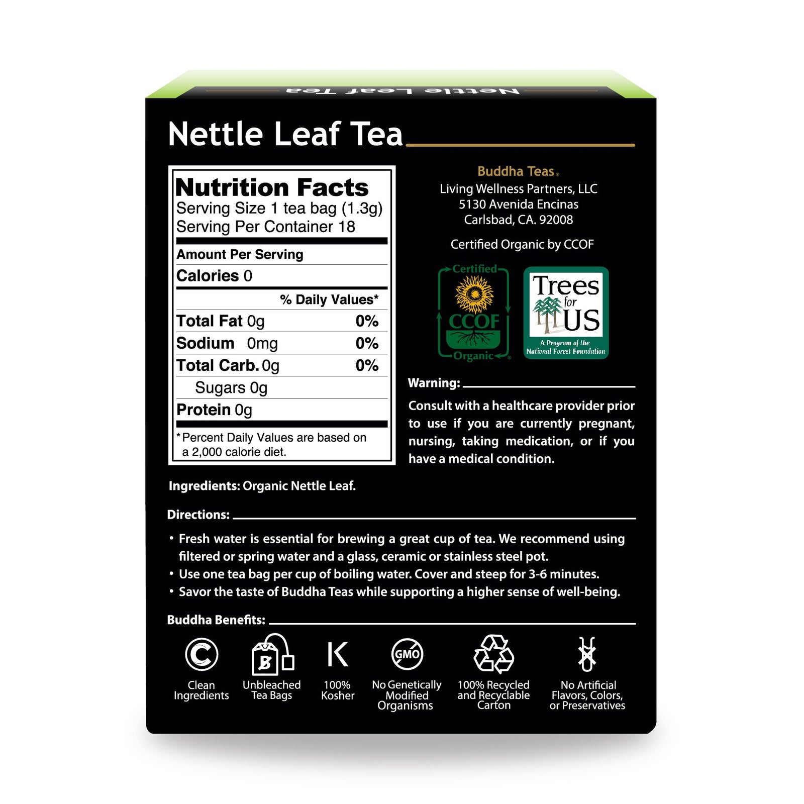 Buddha Teas Organic Nettle Leaf Tea – Caffeine-Free, Kosher, GMO-Free, 18 Bleach-Free Tea Bags (4 Pack)-Express Your Love Gifts