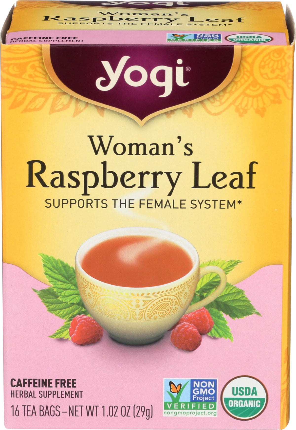 Yogi Woman's Raspberry Leaf Tea, 16 Caffeine-Free Tea Bags – Pack of 6 – Organic Herbal Support for Women, BB 04/2026-Express Your Love Gifts