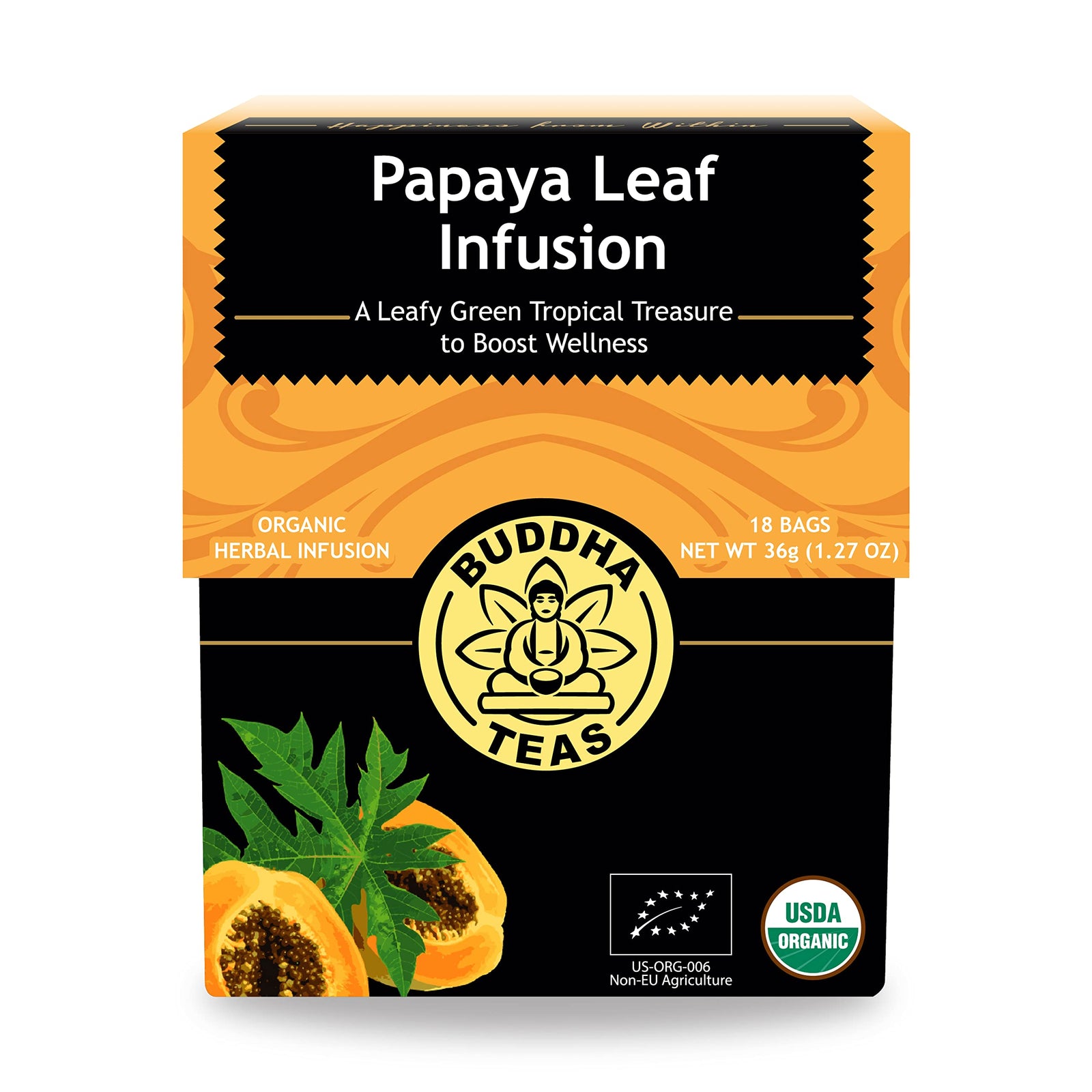 Buddha Teas Organic Papaya Leaf Tea – Caffeine-Free, Kosher, USDA Organic, 54 Bleach-Free Tea Bags (Pack of 3)-Express Your Love Gifts