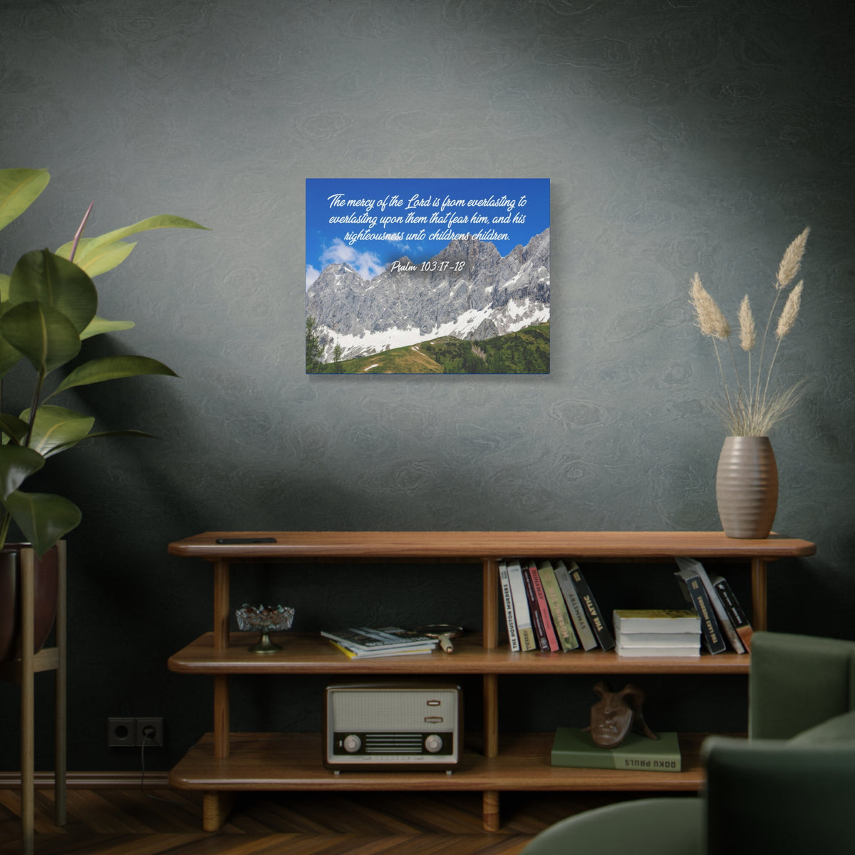 Scripture Canvas The Mercy of The Lord Psalm 103:17-18 Christian Wall Art Bible Verse Print Ready to Hang-Express Your Love Gifts