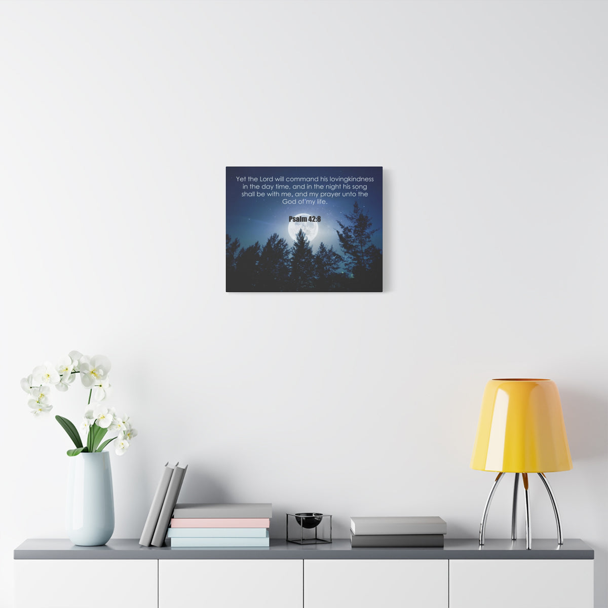 Bible Verse Canvas God of My Life Psalm 42:8 Christian Home Décor Wall Art Scripture Ready to Hang Faith Print-Express Your Love Gifts