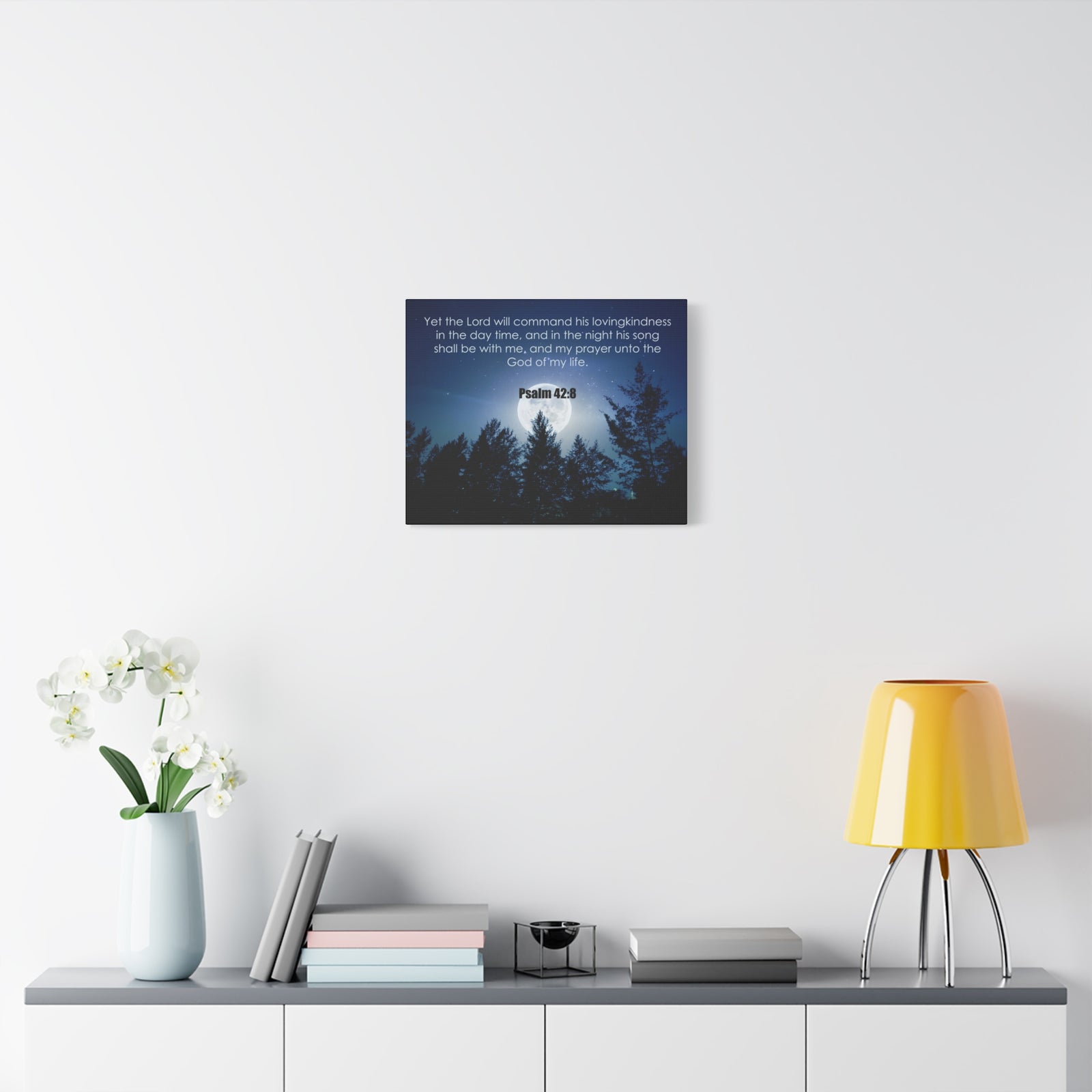 Bible Verse Canvas God of My Life Psalm 42:8 Christian Home Décor Wall Art Scripture Ready to Hang Faith Print-Express Your Love Gifts
