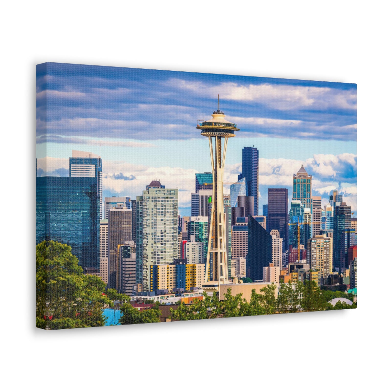 Seattle Daytime Skyline Canvas Artwork High-Quality Breathtaking Stunning Cityscape for Home Decor Ready to Hang-Express Your Love Gifts