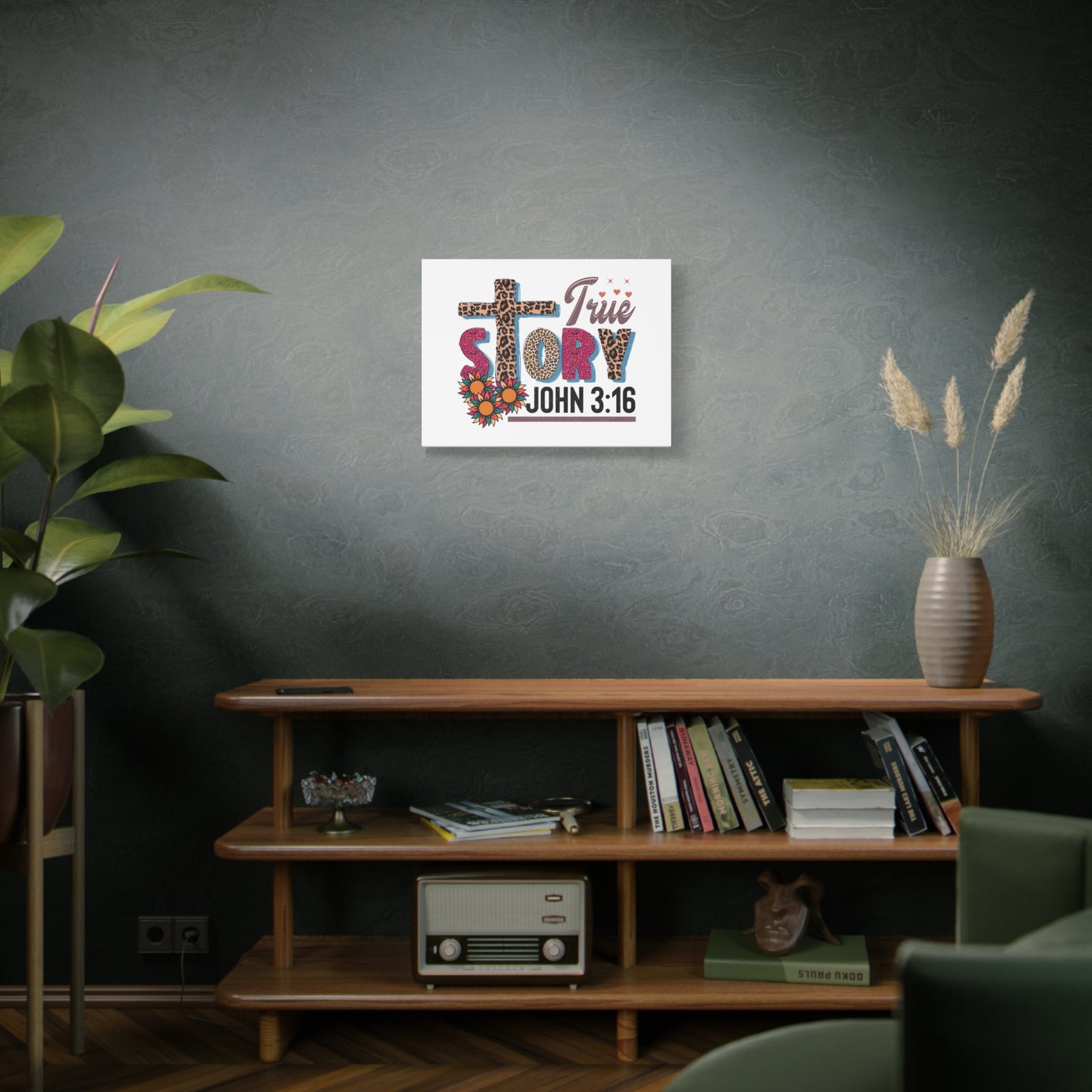 Scripture Walls John 3:16 True Story Bible Verse Canvas Christian Wall Art Ready to Hang Unframed-Express Your Love Gifts