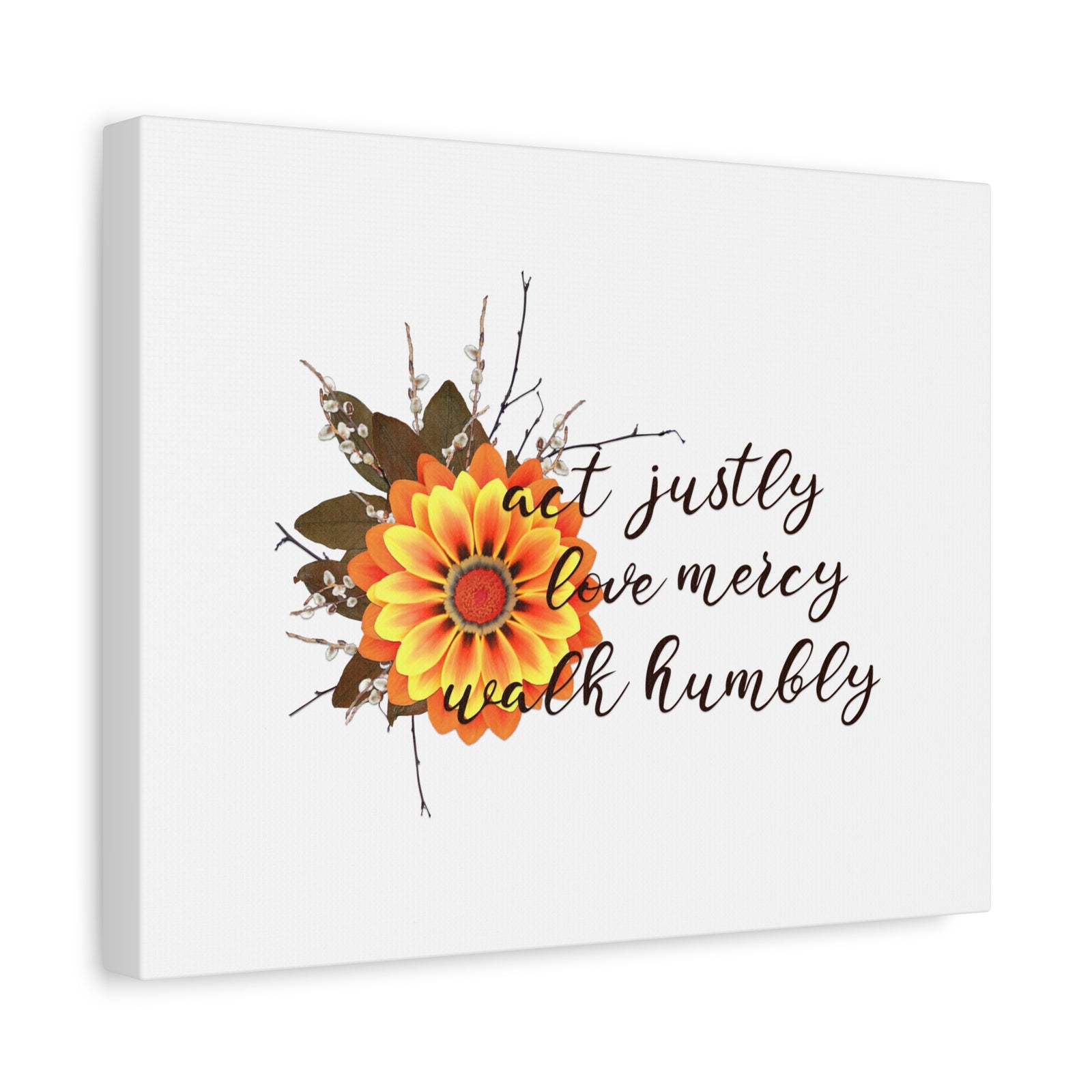 Scripture Walls Micah 6:8 Act Justly Sunflower Bible Verse Canvas Christian Wall Art Ready to Hang Unframed-Express Your Love Gifts