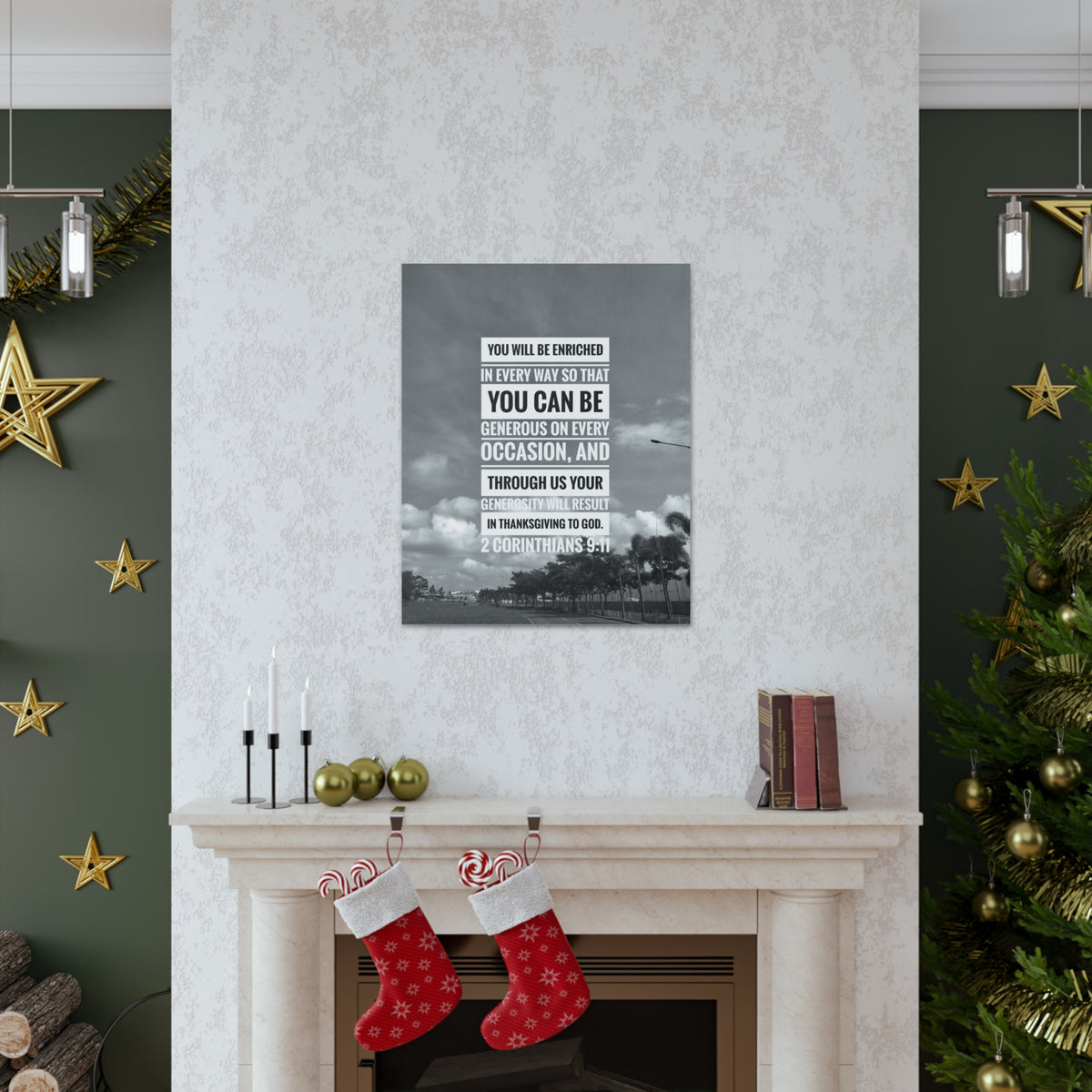 Scripture Canvas You Will Be Enriched 2 Corinthians 9:11 Christian Wall Art Bible Verse Print Ready to Hang-Express Your Love Gifts