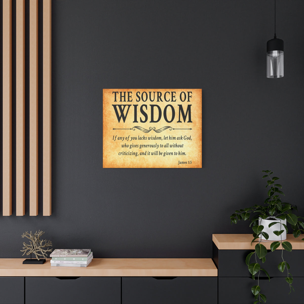 Scripture Walls James 1:5 The Source of Wisdom Gold Bible Verse Canvas Christian Wall Art Ready to Hang Unframed-Express Your Love Gifts