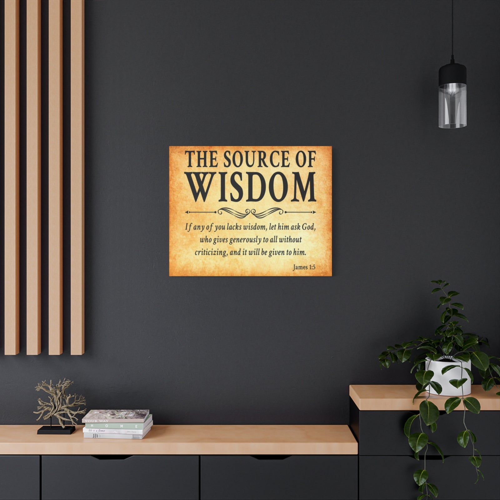 Scripture Walls James 1:5 The Source of Wisdom Gold Bible Verse Canvas Christian Wall Art Ready to Hang Unframed-Express Your Love Gifts