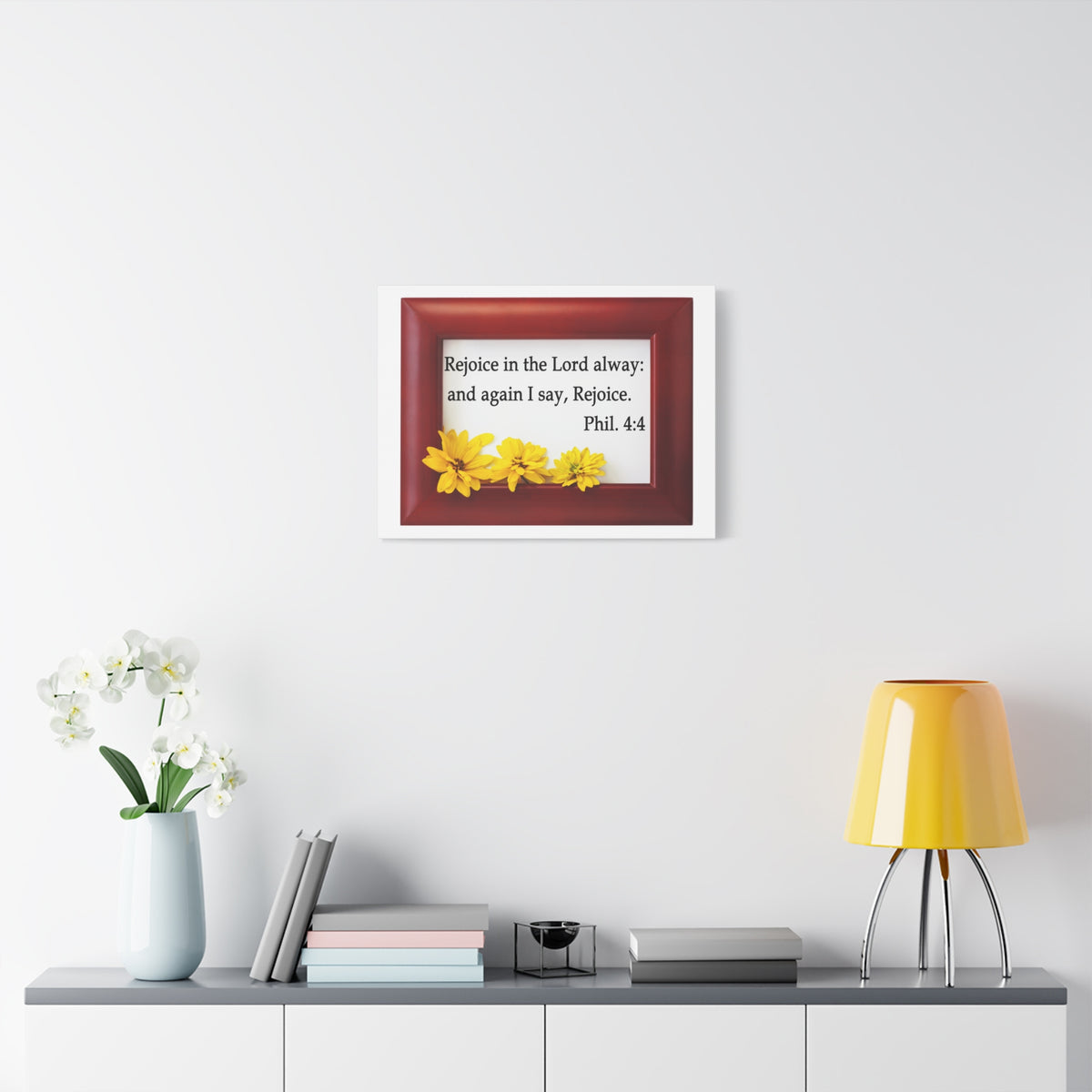 Scripture Walls Rejoice In The Lord Frame Philippians 4:4 Bible Verse Canvas Christian Wall Art Ready to Hang-Express Your Love Gifts