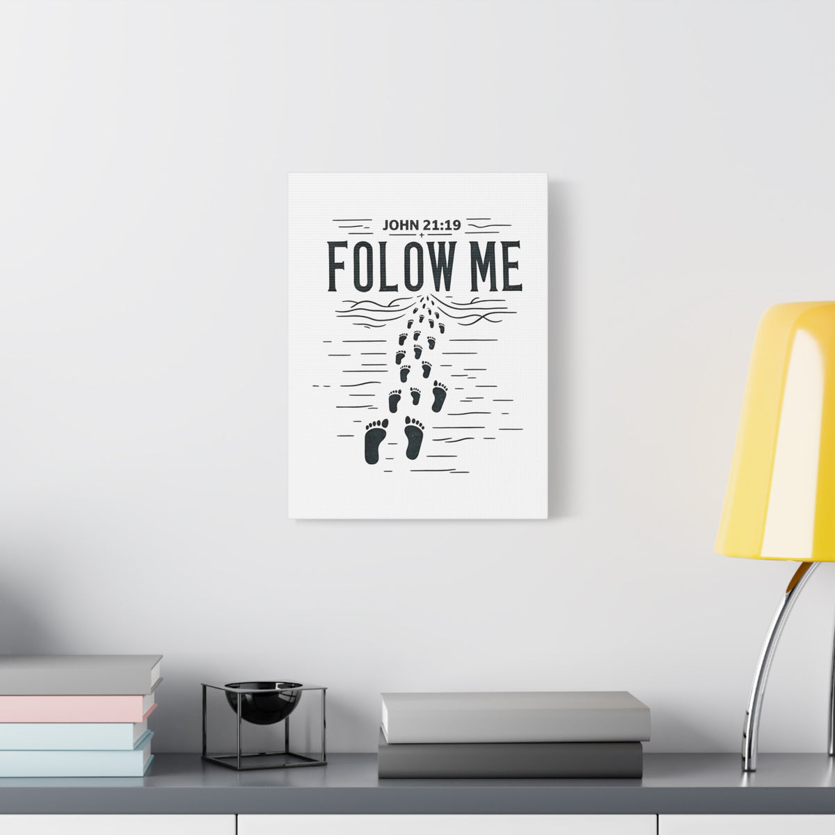 Scripture Walls John 21:19 Follow Me Bible Verse Canvas Christian Wall Art Ready to Hang Unframed-Express Your Love Gifts