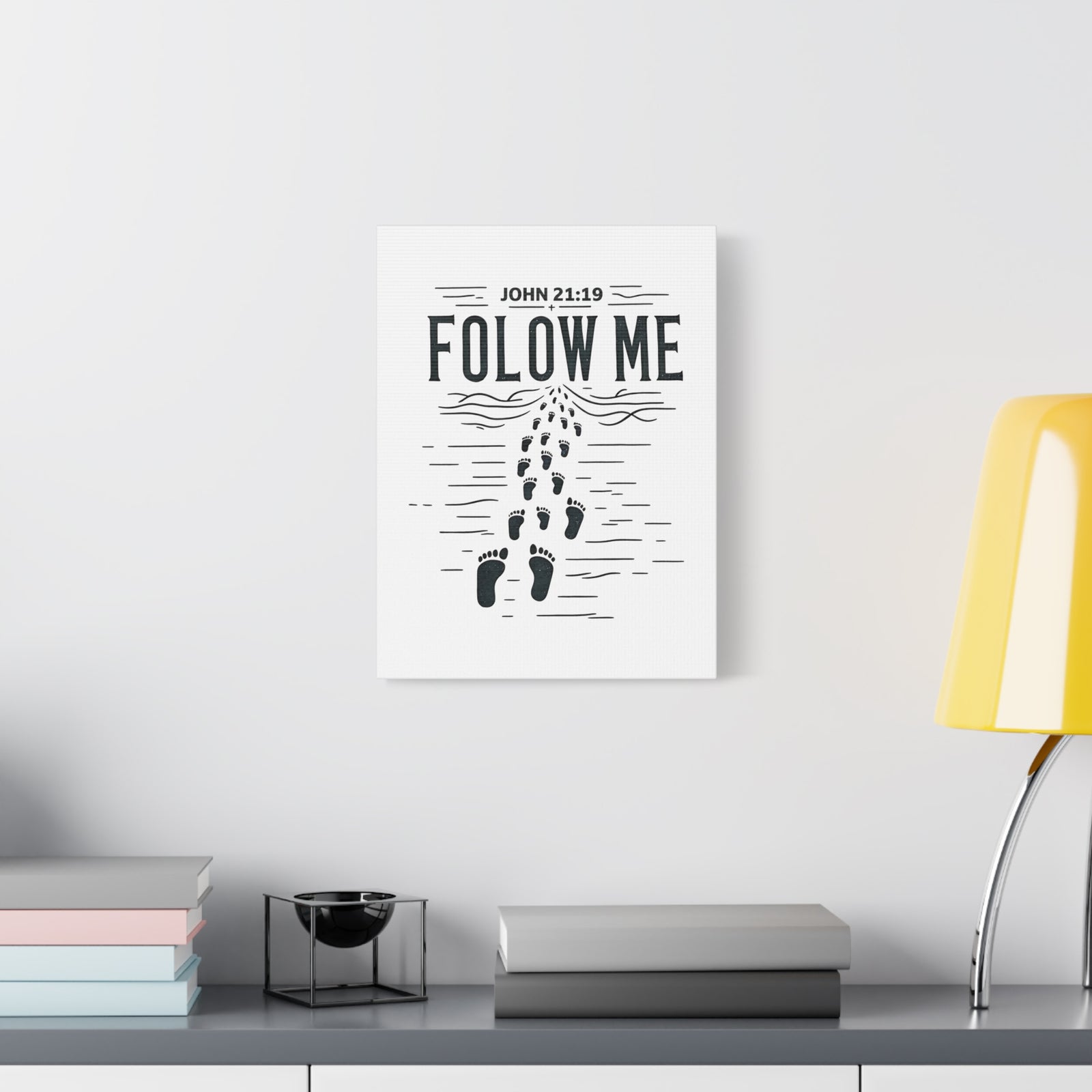 Scripture Walls John 21:19 Follow Me Bible Verse Canvas Christian Wall Art Ready to Hang Unframed-Express Your Love Gifts