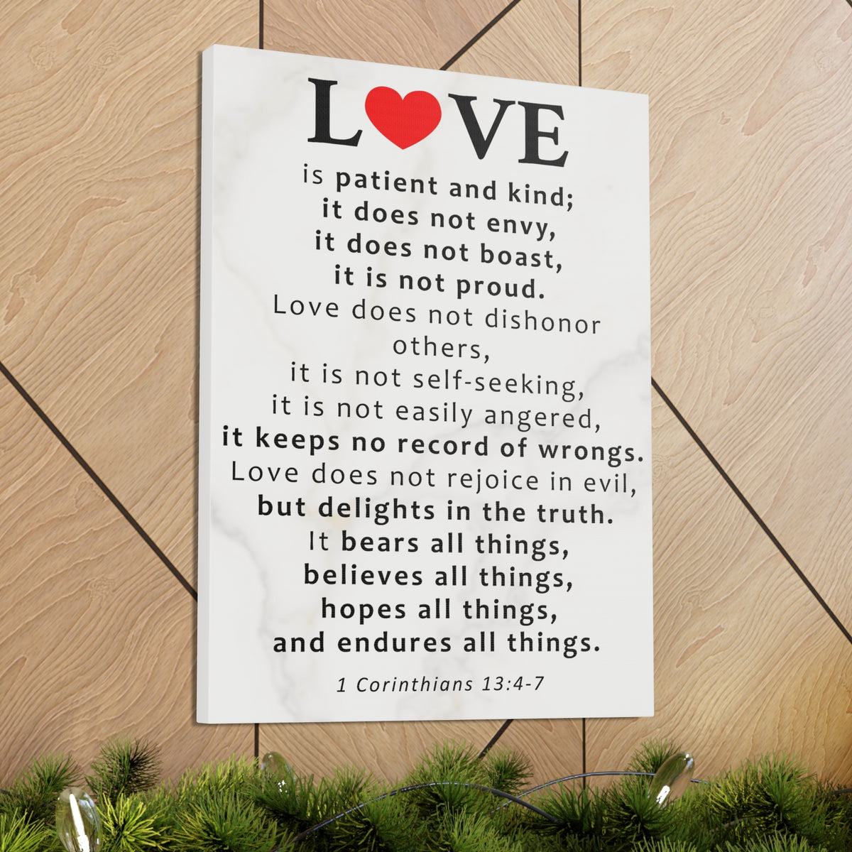 Scripture Walls Love Is Red Heart 1 Corinthians 13:4-7 Bible Verse Canvas Christian Wall Art Ready to Hang Unframed-Express Your Love Gifts