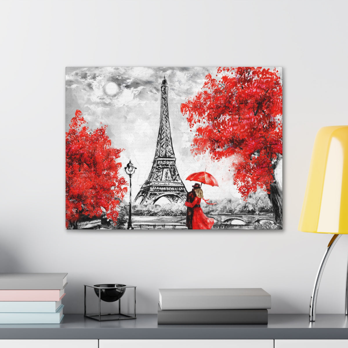 Paris Eiffel Tower Couple France Canvas Artwork High-Quality Breathtaking French City for Home Decor Ready to Hang-Express Your Love Gifts