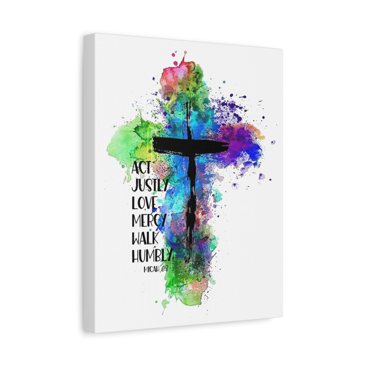 Scripture Walls Micah 6:8 Act Justly Distressed Cross Bible Verse Canvas Christian Wall Art Ready to Hang Unframed-Express Your Love Gifts
