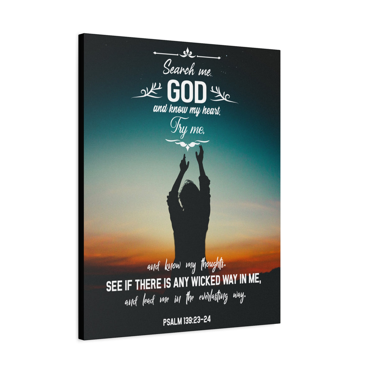 Scripture Canvas The Everlasting Way Psalm 139:23‭-‬24 Christian Wall Art Bible Verse Print Ready to Hang-Express Your Love Gifts
