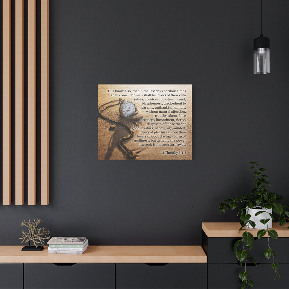 Scripture Canvas Perilous Times 2 Timothy 3:1-5 Christian Wall Art Bible Verse Print Ready to Hang-Express Your Love Gifts
