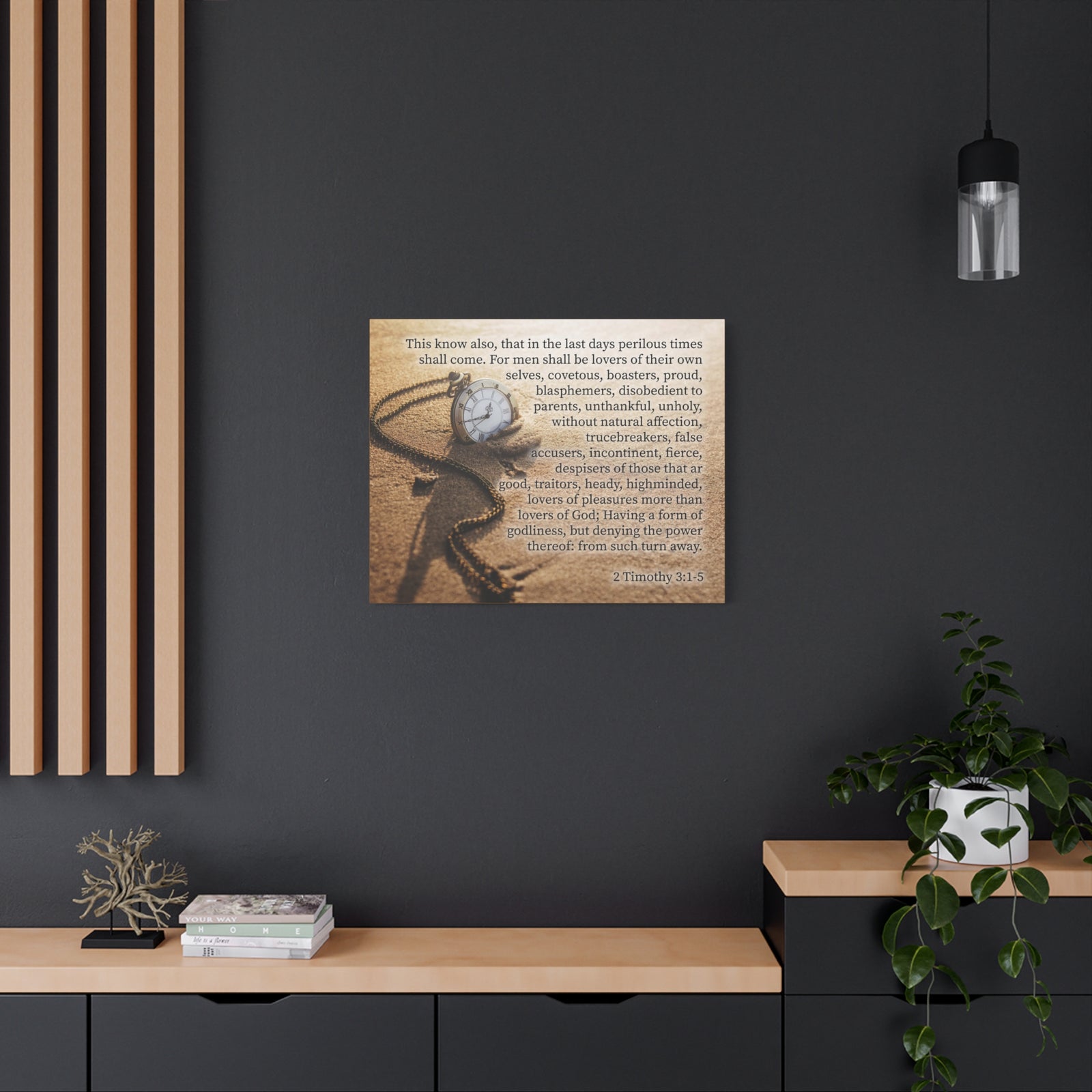 Scripture Canvas Perilous Times 2 Timothy 3:1-5 Christian Wall Art Bible Verse Print Ready to Hang-Express Your Love Gifts