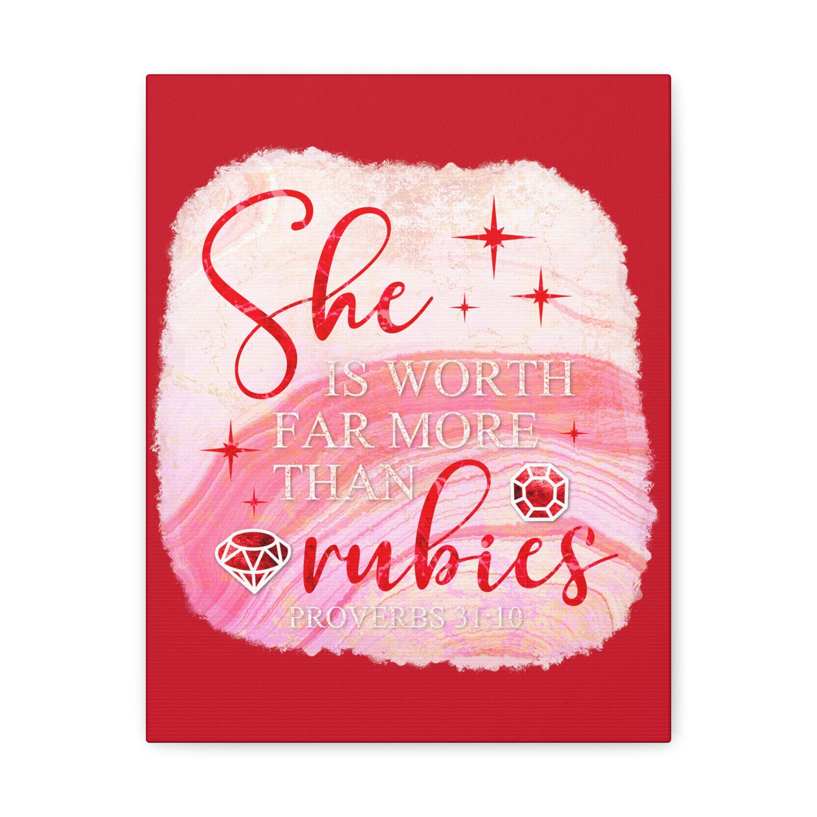 Scripture Walls Proverbs 31:10 Rubies Bible Verse Canvas Christian Wall Art Ready to Hang Unframed-Express Your Love Gifts