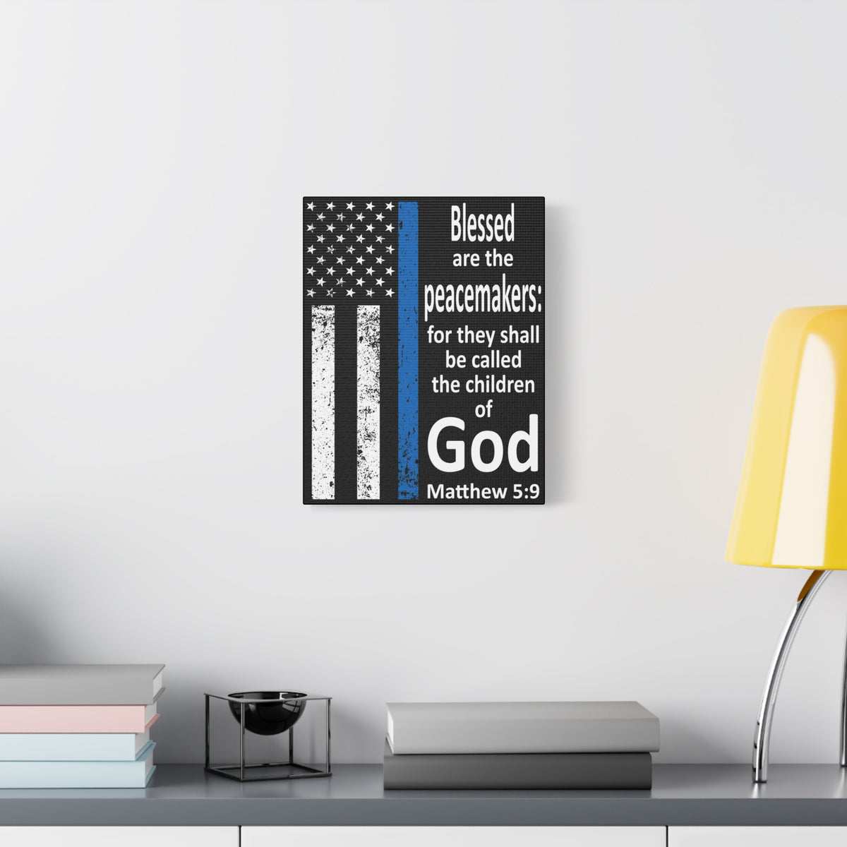 Scripture Walls Matthew 5:9 Police Officer Sign Bible Canvas Christian Wall Art Ready to Hang Unframed-Express Your Love Gifts
