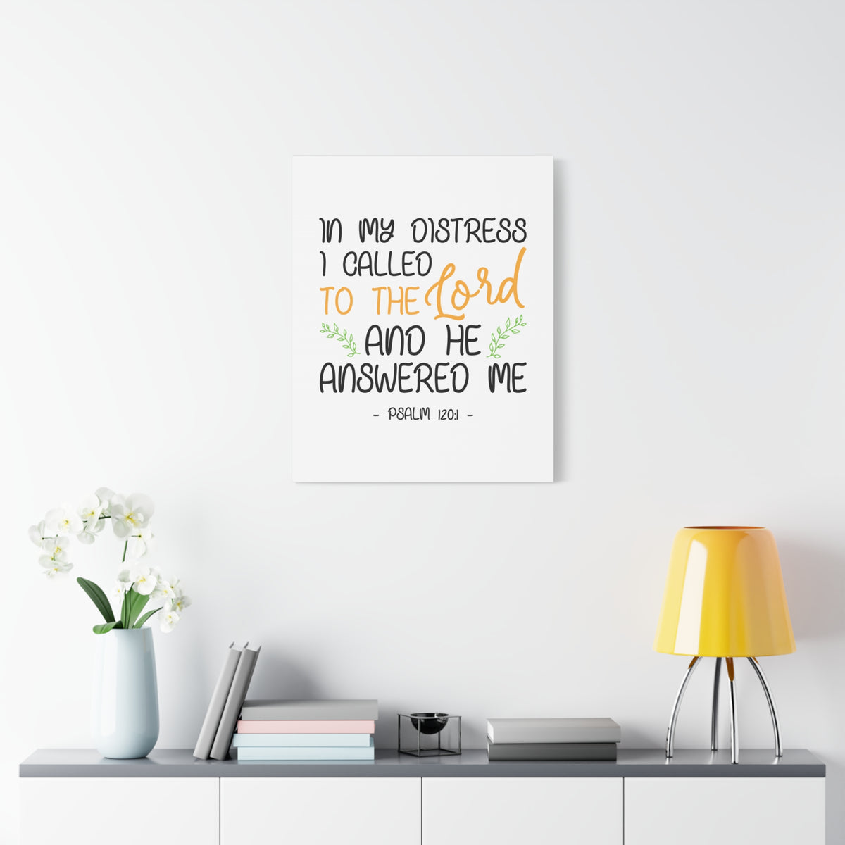 Scripture Canvas He Answered Me Psalm 120:1 Christian Wall Art Bible Verse Print Ready to Hang-Express Your Love Gifts