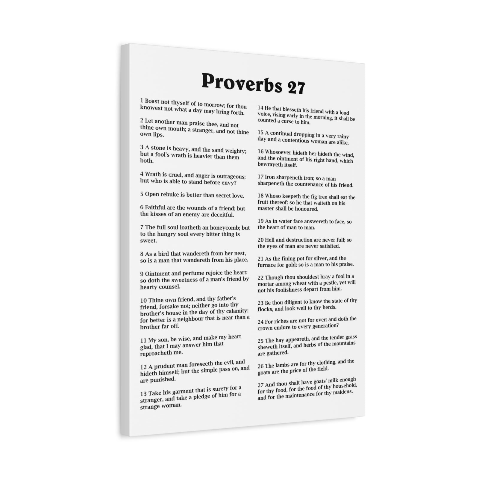 Scripture Walls Proverbs Chapter 27 White Bible Canvas Christian Wall Art Ready to Hang Unframed-Express Your Love Gifts