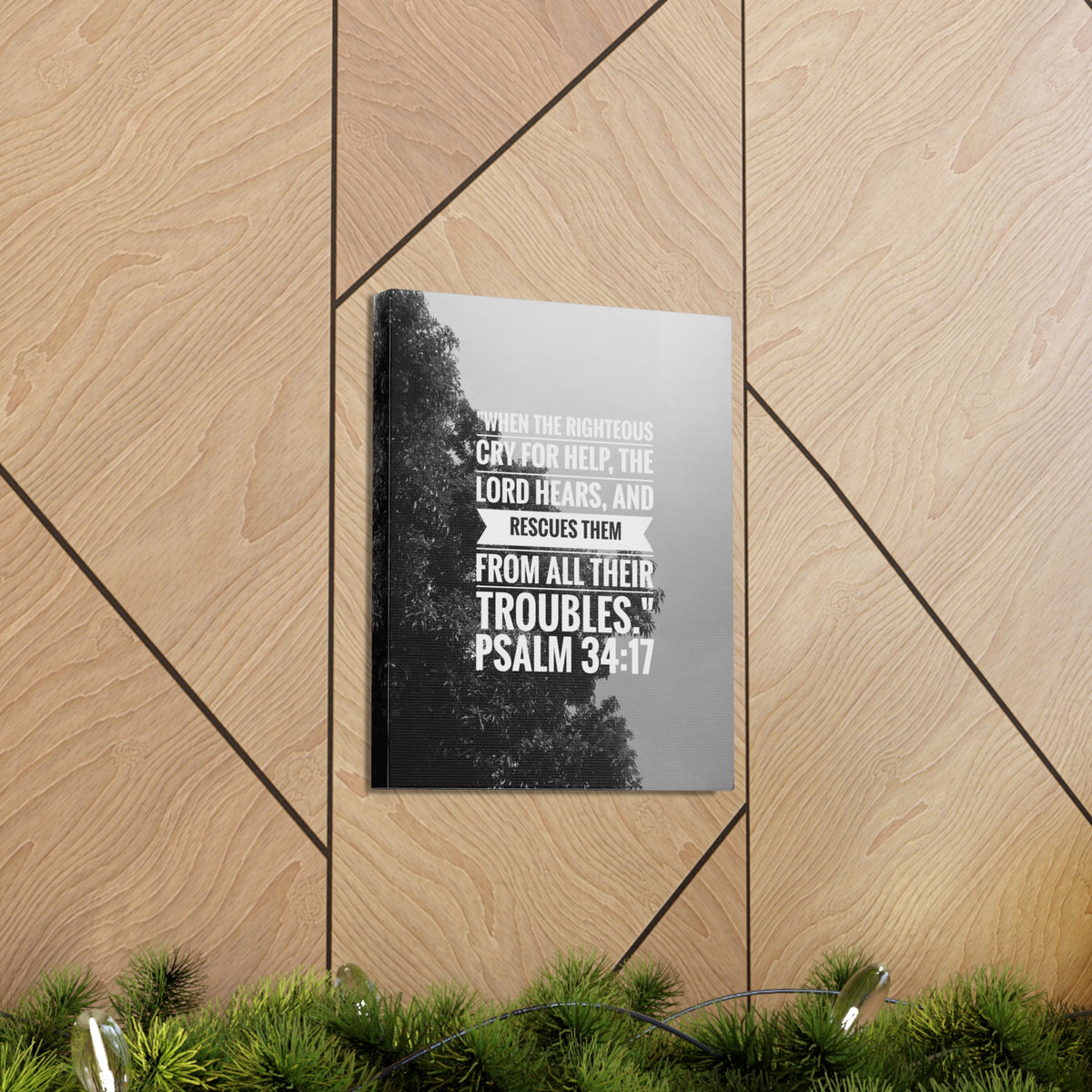 Scripture Canvas Rescues Them Psalm 34:17 Christian Wall Art Bible Verse Print Ready to Hang-Express Your Love Gifts