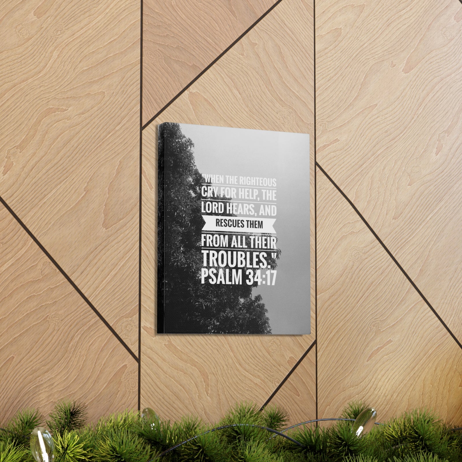 Scripture Canvas Rescues Them Psalm 34:17 Christian Wall Art Bible Verse Print Ready to Hang-Express Your Love Gifts