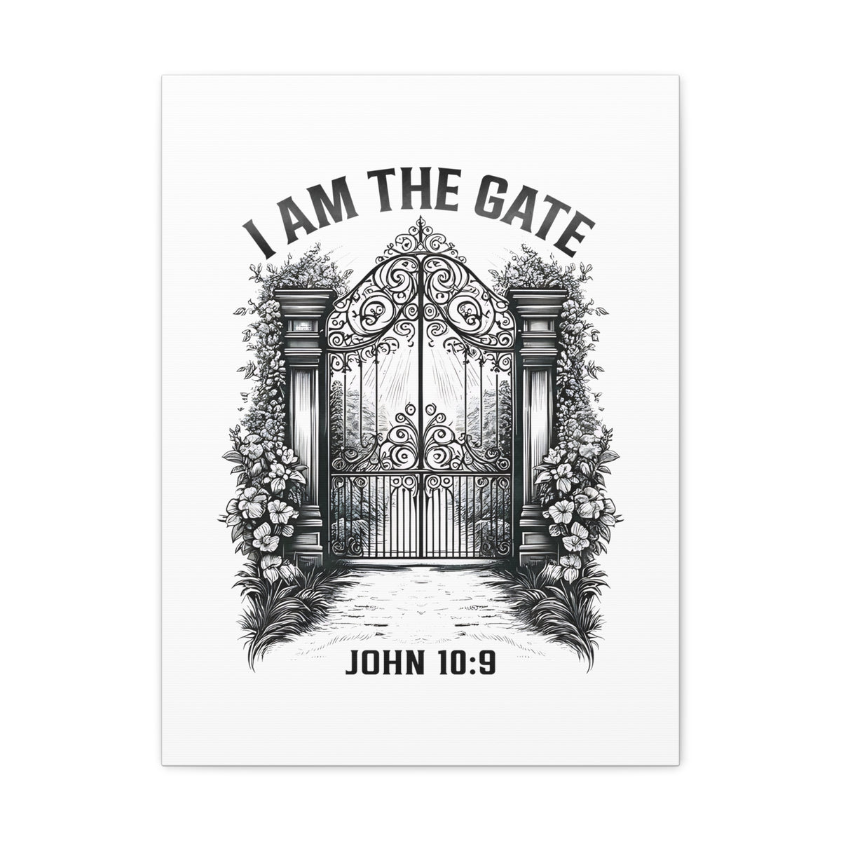 Scripture Walls John 10:9 I Am The Gate Bible Verse Canvas Christian Wall Art Ready to Hang Unframed-Express Your Love Gifts