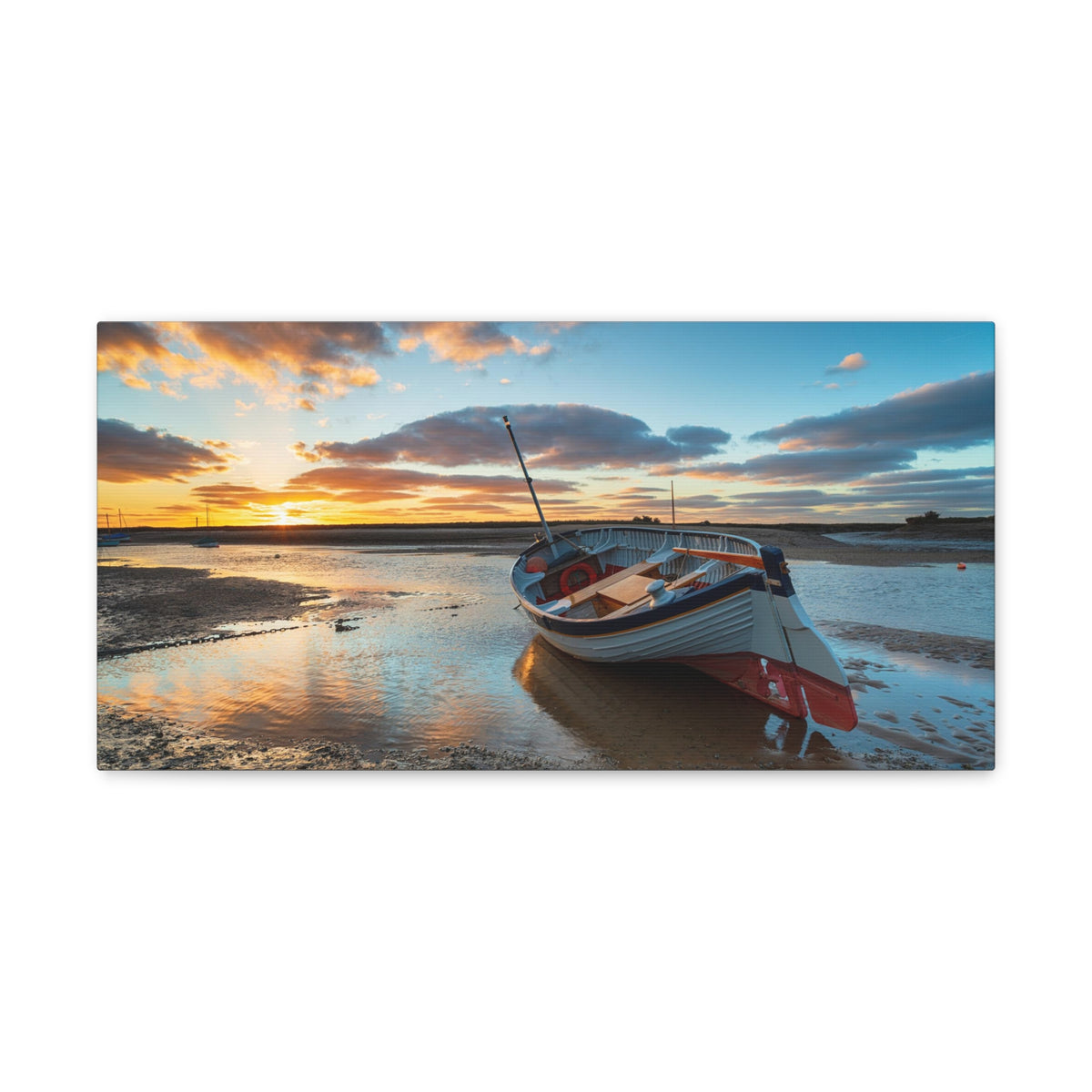 Stunning Sunset Over Fishing Boat Ocean Canvas Wall Art for Home Decor Ready-to-Hang-Express Your Love Gifts