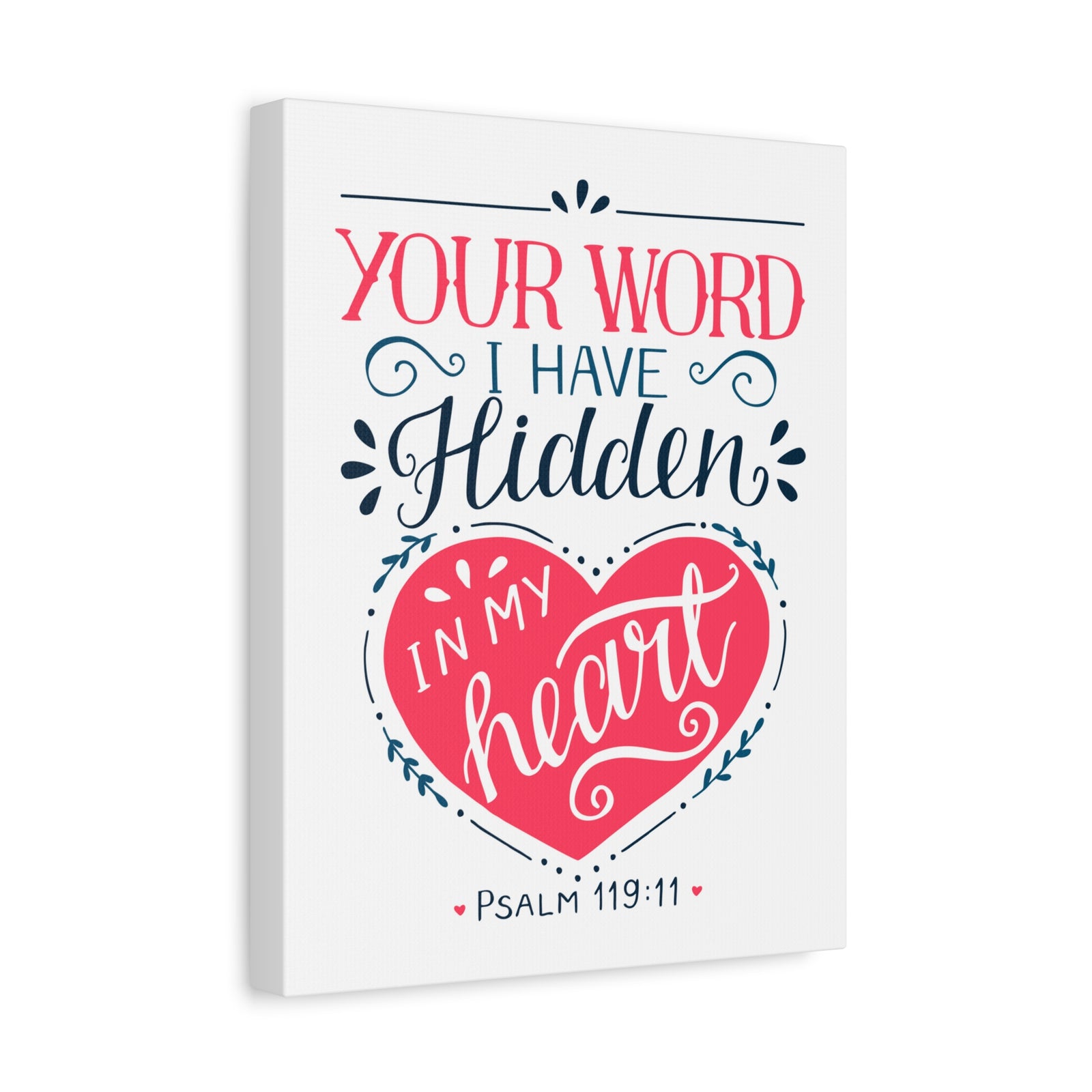 Scripture Canvas In My Heart Psalm 119:11 Christian Wall Art Bible Verse Print Ready to Hang-Express Your Love Gifts
