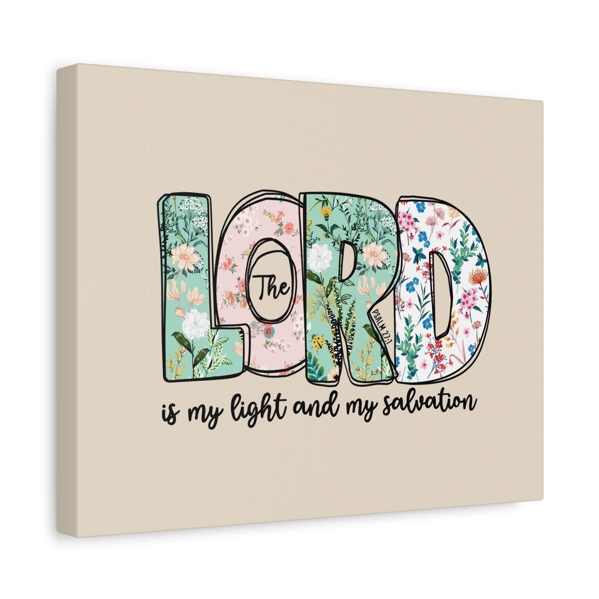 Scripture Walls Light And My Salvation Floral Psalm 27:1 Bible Verse Canvas Christian Wall Art Ready to Hang-Express Your Love Gifts