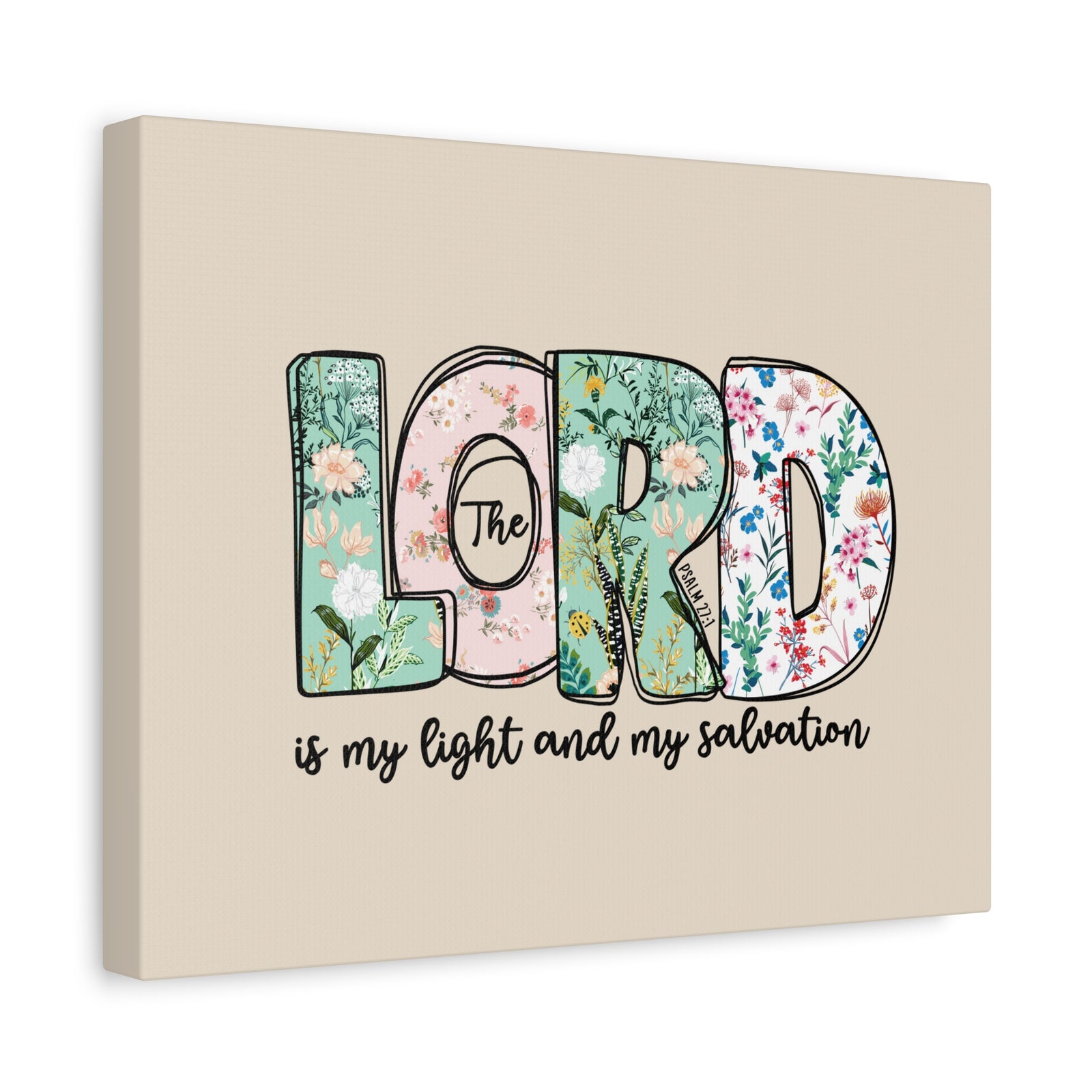 Scripture Walls Light And My Salvation Floral Psalm 27:1 Bible Verse Canvas Christian Wall Art Ready to Hang-Express Your Love Gifts