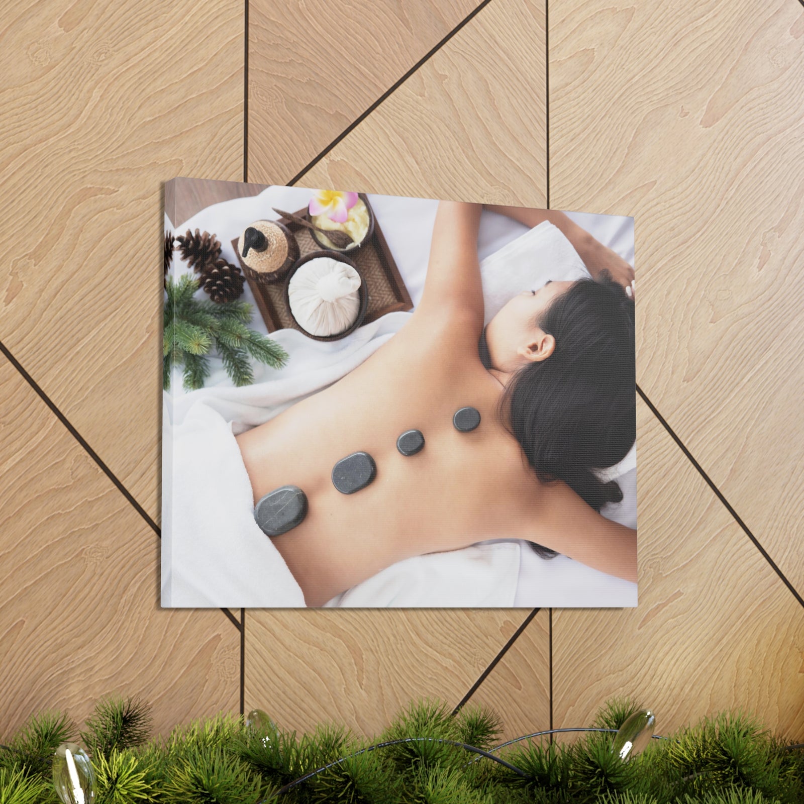 Rock Therapy Massage Forest Floral Nature Photography Canvas Wall Art for Home Decor Ready-to-Hang-Express Your Love Gifts