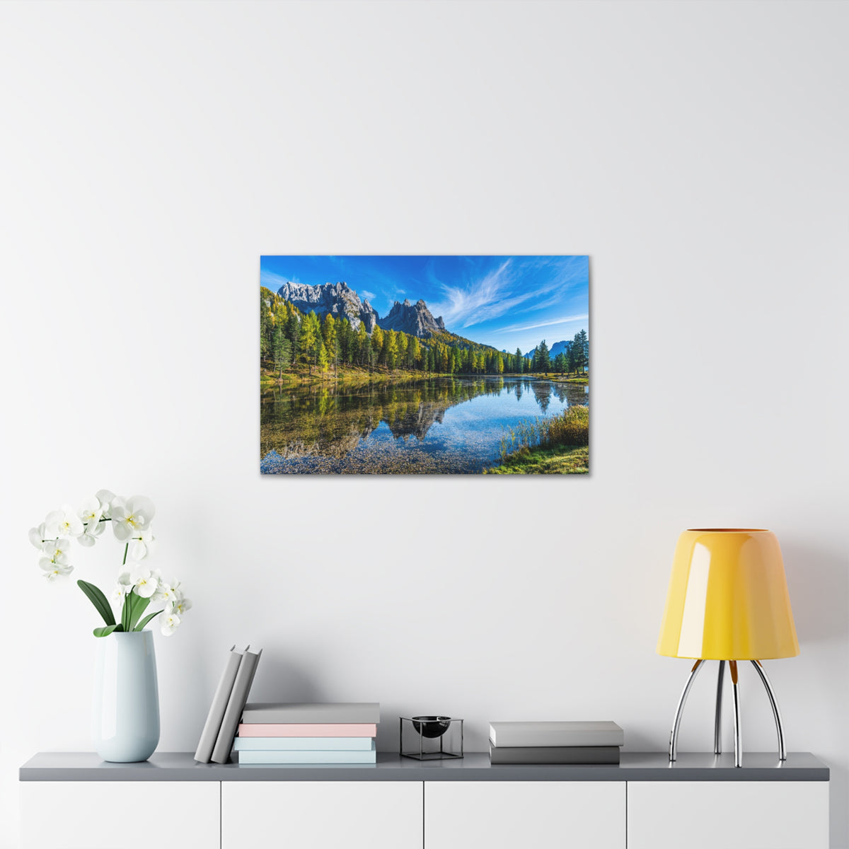 Valley Mountain Lake Nature Wilderness Photography Canvas Wall Art for Home Decor Ready-to-Hang-Express Your Love Gifts