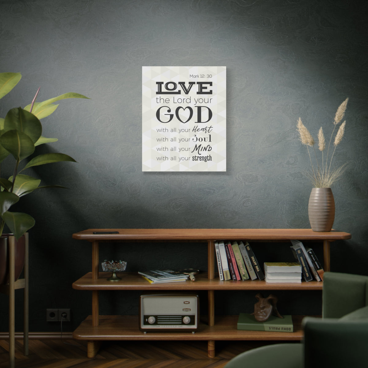 Scripture Canvas Love The Lord Your God Mark 12:30 Christian Wall Art Bible Verse Print Ready To Hang-Express Your Love Gifts