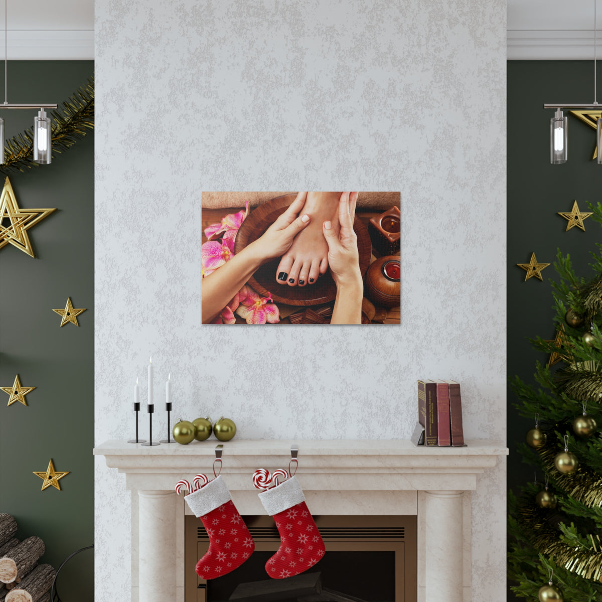 Massage Woman Foot Forest Floral Nature Photography Canvas Wall Art for Home Decor Ready-to-Hang-Express Your Love Gifts