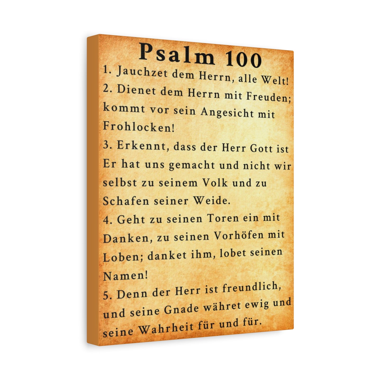 Scripture Walls Psalm 100 German Gold Bible Verse Canvas Christian Wall Art Ready to Hang Unframed-Express Your Love Gifts