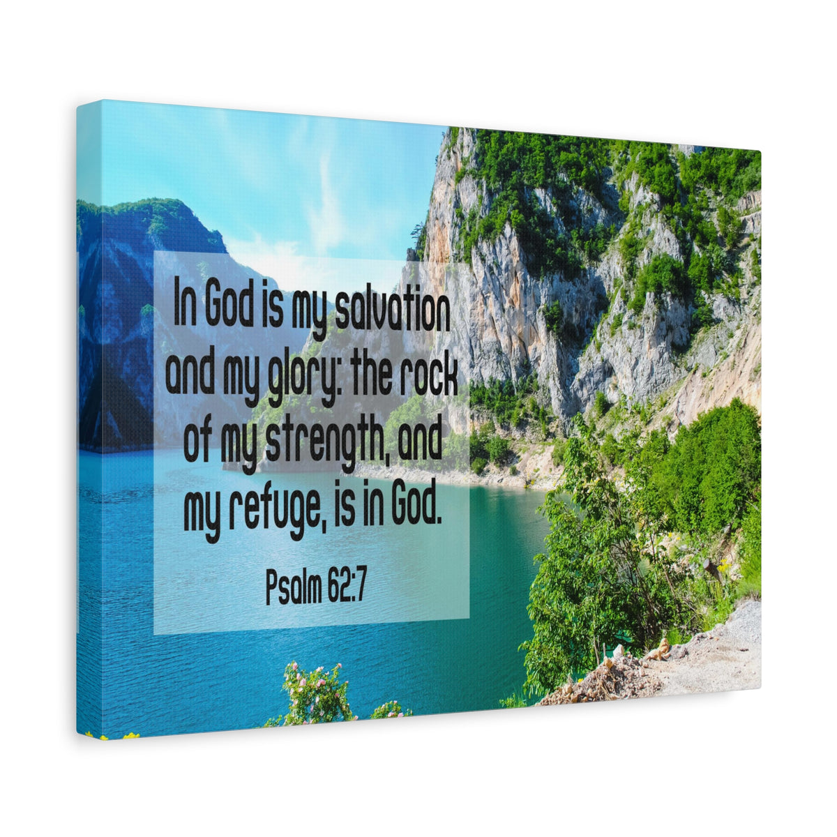 Scripture Canvas In God is My Salvation Psalm 62:7 Christian Wall Art Bible Verse Print Ready to Hang-Express Your Love Gifts