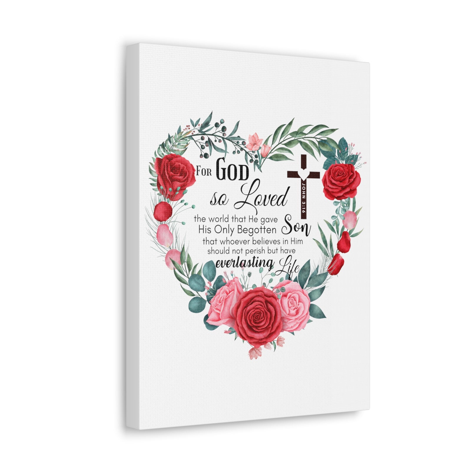 Scripture Walls John 3:16 Everlasting Life Bible Verse Canvas Christian Wall Art Ready to Hang Unframed-Express Your Love Gifts